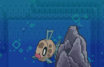 Feebas sits at the bottom of the lake in Mt. Coronet.