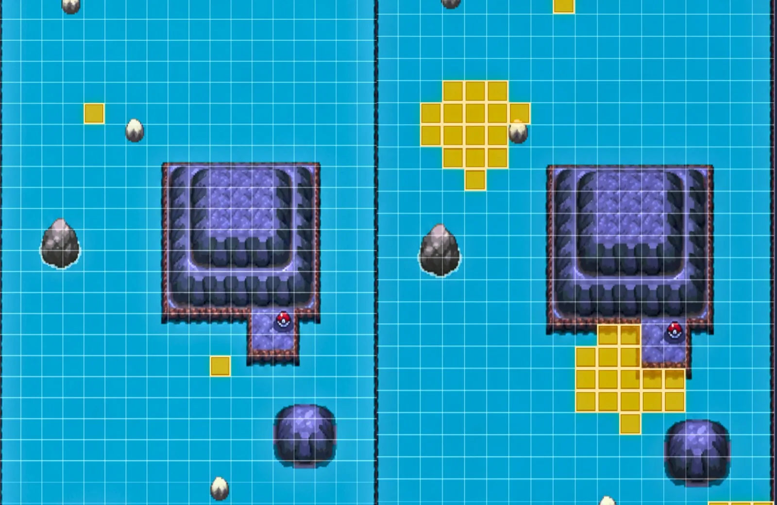 An image showing the different map options for the Feebas Tile Calculator. Hint mode, or Exact Tile mode.